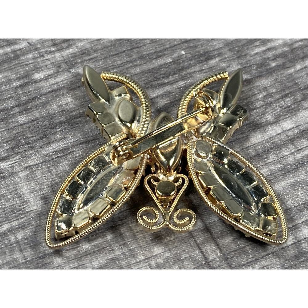 Vintage Juliana D & E Blue & Green Rhinestones Gold Tone Butterfly Brooch Pin - Picture 5 of 9